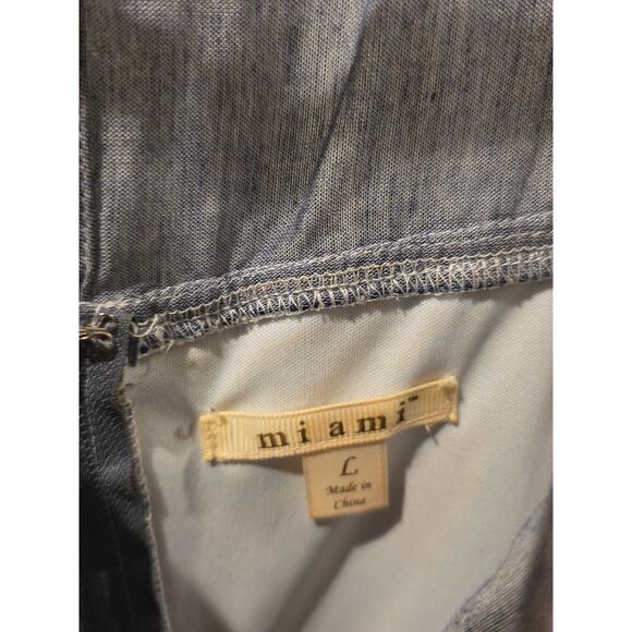 Mi Ami Francesca Blue Cold Shoulder Dress White Fringe Lace Sz L Western Boho - Picture 5 of 8